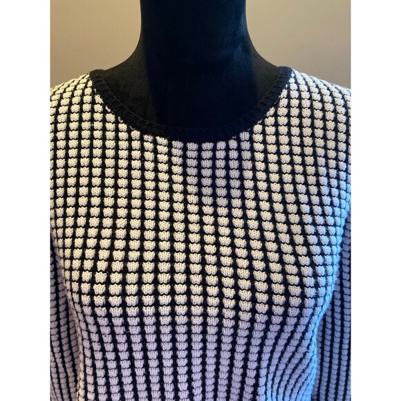 Style & Co Sweater Plus Size XL Top Black White 60% Cotton Sheer Hem Crew Neck - Picture 2 of 10